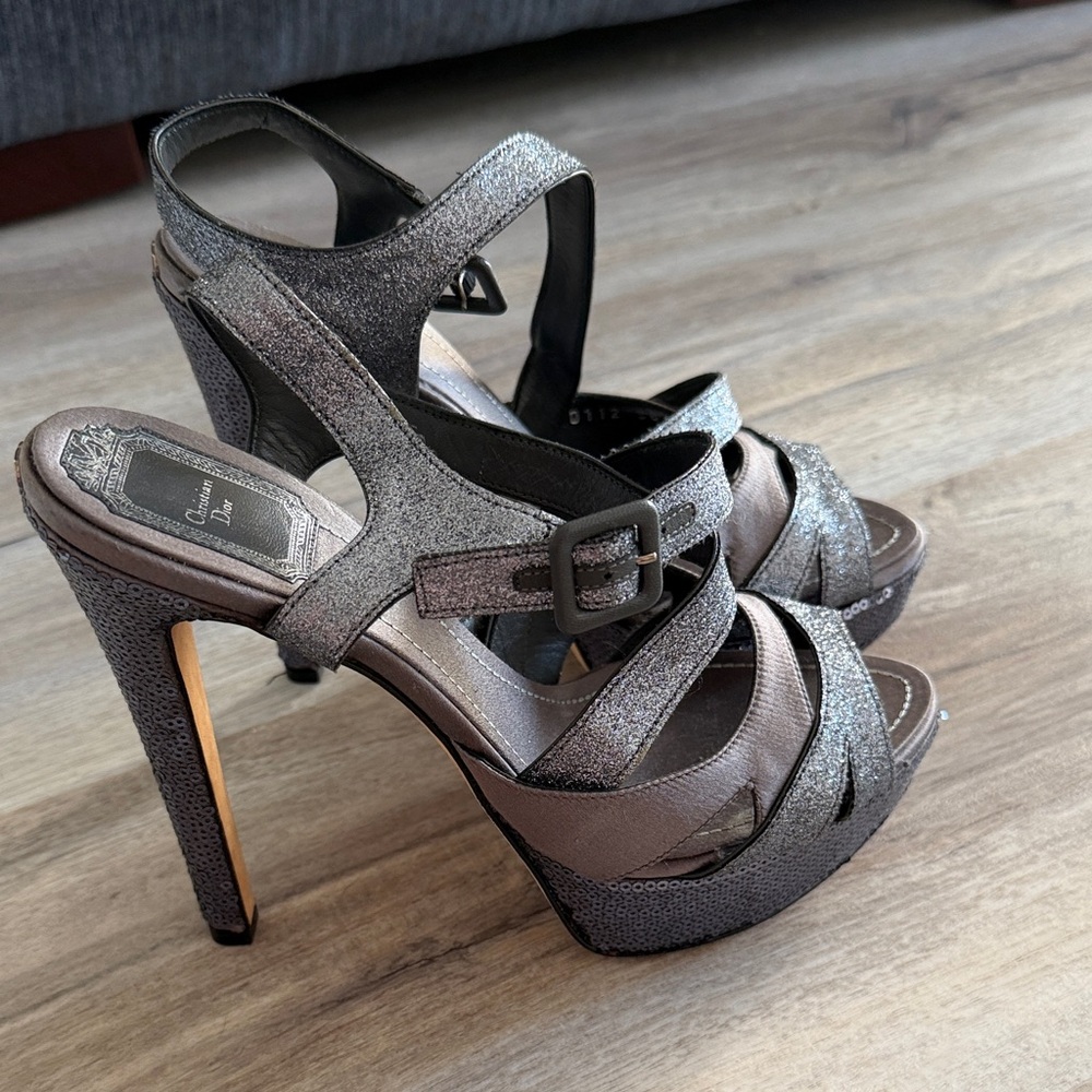 Christian Dior glitter sequin heels size 38 8